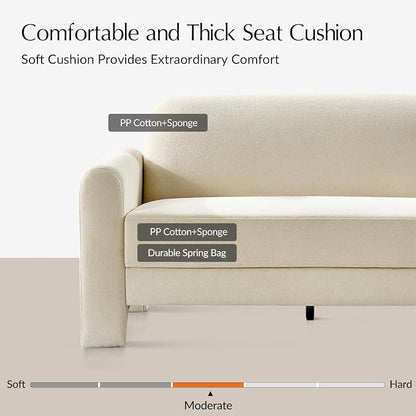 HULALA HOME 60" Modern Curved Loveseat Sofa, Comfy Chenille Couch Small Love Seat with Wrapped Armrests, 2 Seater Sofa for Living Room, Easy Assembly, Ivory
