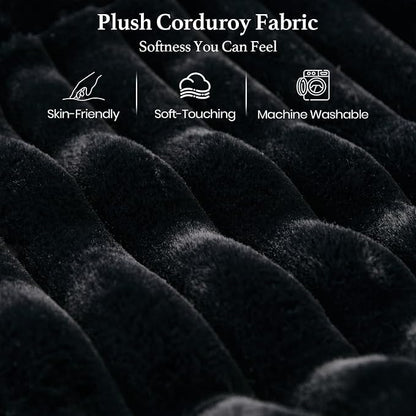 Belffin Corduroy Modular Sectional Sleeper Sofa with Pull Out Bed Small Sectional Couches with Storage for Living Room Apartment Couch. Black Couch