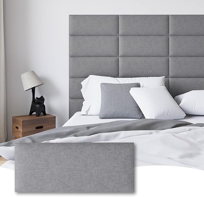 Peel and Stick Upholstered Wall Mounted Headboard Full Size, 6 Panels Tufted Fabric Headboard,Wall Mounted Headboards, Interior Wall Panels for Bedroom, 10"x24" Dark Grey