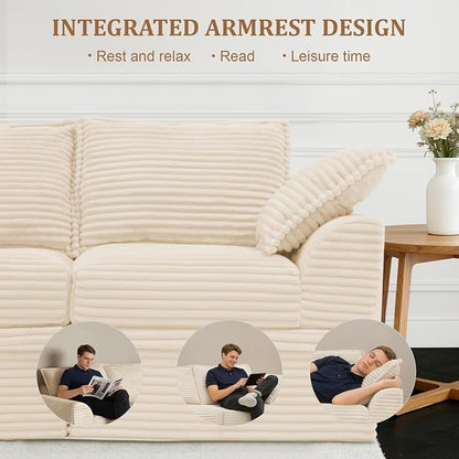 Upgrade Boneless Couch with Storage, Extra Deep&High Seat Modular Sectional Sofa 4 Seater U Shaped Cloud Couch with Ottoman, Tool-Free Assembly Sectional Couches for Living Room