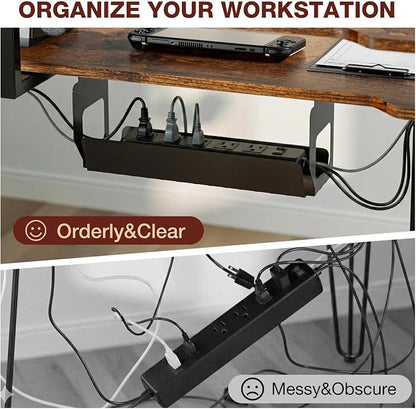 Acrolix 59 Inch L Shaped Standing Desk with Shelves and Keyboard, Electric Corner Standing Desk Adjustable Height, Sit Stand Computer Table with Reversiable Splice Board，Rustic Brown