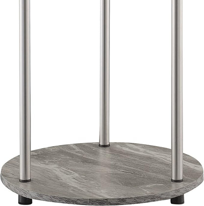 Convenience Concepts Designs2Go No Tools 2-Tier Round End Table, Faux Gray Marble/Chrome