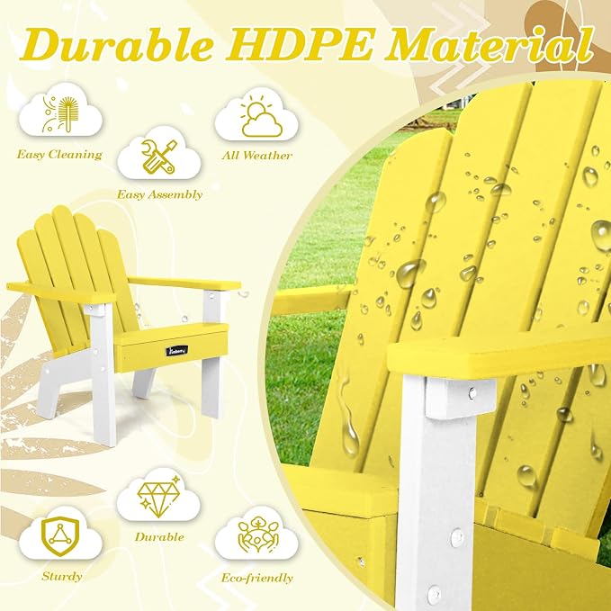FUNBERRY Kids Outdoor Chair, Kids Adirondack Chairs, Toddler Outdoor Chair | CPC Certified, HDPE All Weather, Easy Assembly, Ergonomic Design, Fade Shield, Easy-Clean for Patio, Garden, Backyard, Beach