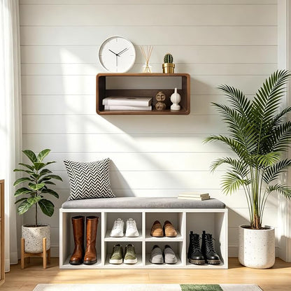 Floating Nightstand, Wall Mounted Bedside Shelf, Handmade Bedroom Furniture,Pine Wood Floating Bedside Table, Minimalist and Unique Style 18”x 10”x 7.5” Brown