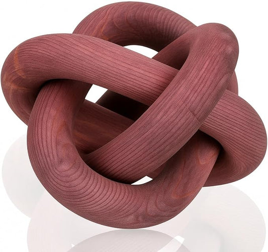 Yalikop 3 Link Wood Knot Decor Rustic Home Décor Accents Hand Carved Coffee Table Decoration, Boho Chain Link Decoration, Modern Shelf, Rustic Objects for Home Living Room Bedroom(Reddish-Brown)
