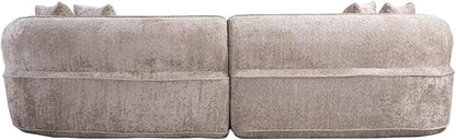 KEIKI 114" Boucle Curved Modular Sectional Sofa with 4 Pillows, Upholstered Oversized 4-Seater Boneless Couch with High Resilience Cushion, No Assembly Required, for Apartment, Living Room, Camel