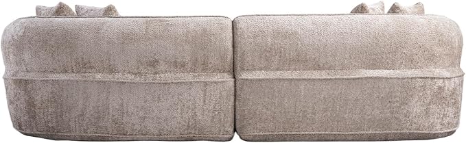 114-Inch Curved Boneless Modular Sofa Compressed 4-Seat Cloud Couch with 4 Pillows, Modern Curved Boneless Foam Sofa Floor Deep Seat Cloud Couch for Living Room Bedroom
