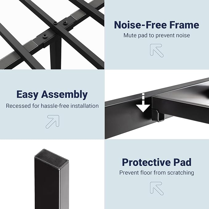 Allewie King Size Platform Bed Frame with Wooden Headboard and Footboard, Heavy Duty 13 Metal Slats Support, Under-Bed Storage, No Box Spring Needed, Noise Free, Easy Assembly, Black Oak
