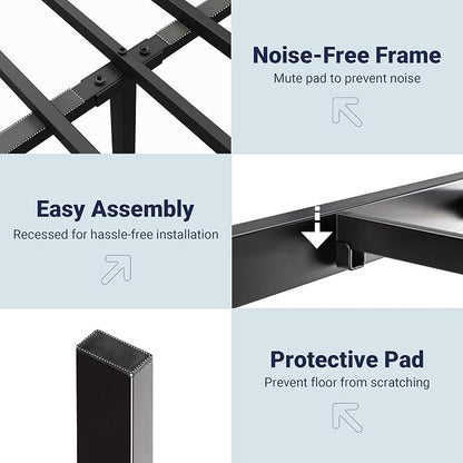 Allewie Full Size Platform Bed Frame with Wooden Headboard and Footboard, Heavy Duty 13 Metal Slats Support, Under-Bed Storage, No Box Spring Needed, Noise Free, Easy Assembly, Black Oak