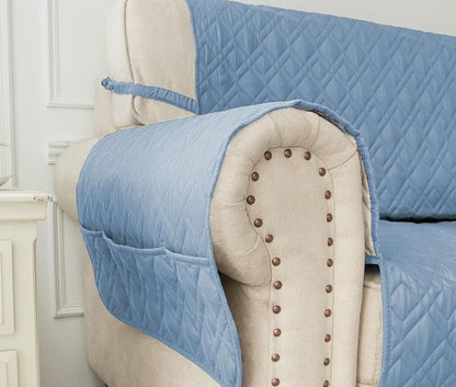 Ameritex Waterproof Nonslip Recliner Cover Stay in Place, Dog Chair Cover Furniture Protector, Ideal Recliner Slipcovers for Pets and Kids (Stoneblue, 23")