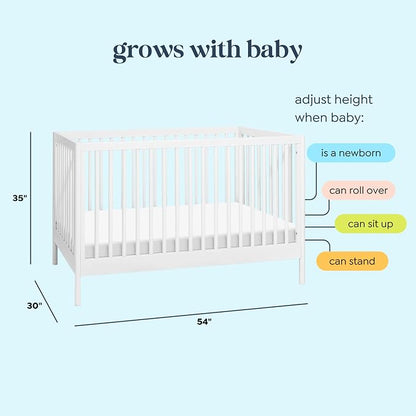 Davinci Birdie 3-in-1 Convertible Crib, GREENGUARD Certified, White | Converts to Toddler Bed & Daybed, 4 Adjustable Mattress Heights - Conversion Kit Sold Separately - Easy to Assemble