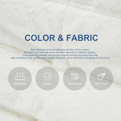 Hobestluk Adults Bean Bag Chair Faux Fur BeanBag Couch for Living Room | White Plush,Ergonomic Design,Memory Foam,UltraSoft,Anti-slip Bottom,No Assembly Required,Decorative Style for Living Room