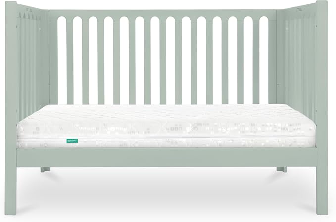 Newton Baby Galileo Standard Crib, Solid Beech Wood in Sage Color, 3-in-1 Convertible Crib with Toddler Bed Conversion Kit, Baby-Safe Finish