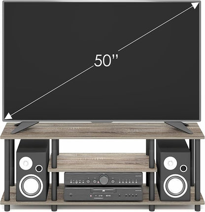 Furinno Turn-N-Tube No Tools 3D 3-Tier Entertainment TV Stand up to 50 inch TV, Round Tubes, French Oak Grey/Black