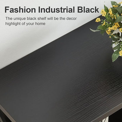 HOMBAZAAR Sofa Table,Industrial Console Table with Storage,Entryway Table with Engineered Wood and Metal,3 Tier Shelf for Living Room,Hallway,Black,47 Inch