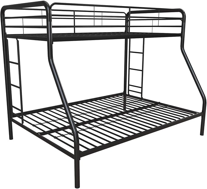DHP Dusty Metal Bunk Bed with Secured Ladders, Twin/Full, Black