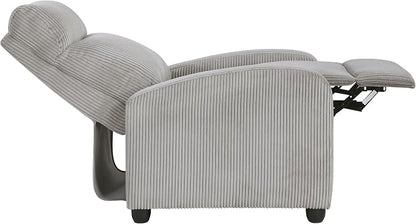 Lexicon Corduroy Pushback Recliner Chair Armchair Push Back Recliner, Solid Wood Frame and Metal Base, Easy Assembly Small Soft Single Sofa Accent Chair for Living Room/Office/Apartment, Light Grey