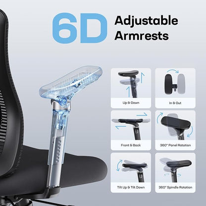 Marsail Ergonomic Office Chair with 6D Armrests, 3D Adjustable Headrest, Slide Seat, Lumbar Support, and 4-Position Tilt Lock – Big and Tall Office Chair with 330 lbs Capacity, Pack of 20