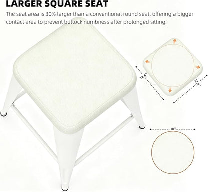 Bar Stools Set of 4, 30" Bar Height Bar Stools Backless, Upholstered Bar Stools with Metal Legs for Kitchen Island, Study Room, Cafe, White