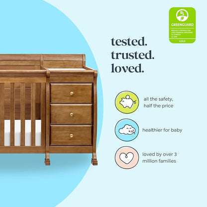 Davinci Kalani 4-in-1 Convertible Crib & Changer Combo, Chestnut | GREENGUARD Gold Certified, Converts to Toddler Bed, Daybed & Full-Size Bed, 4 Adjustable Mattress Heights, Easy to Assemble