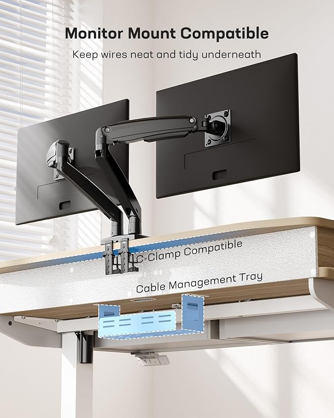 HUANUO 55 x 30 inch Electric Standing Desk with 2 Wood Drawers, Adjustable Height Sit Stand Desk for Home Office, Ergonomic Stand up Desk with 4 Memory Presets, 176 lbs Capacity, Natural Top