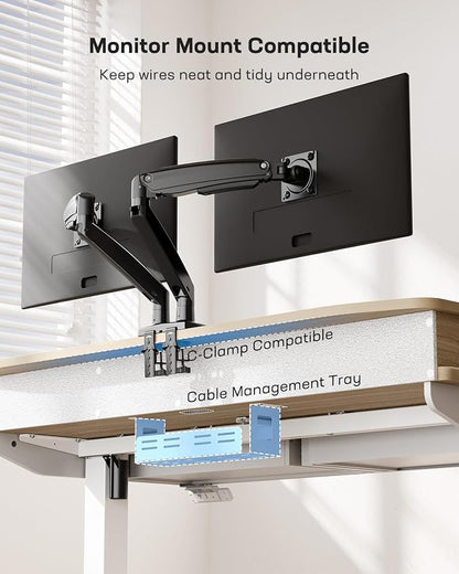 HUANUO 48 x 30 inch Electric Standing Desk with 2 Wood Drawers, Adjustable Height Sit Stand Desk for Home Office, Ergonomic Stand up Desk with 4 Memory Presets, 176 lbs Capacity, Natural Top