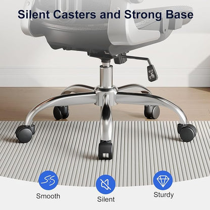 marrap Ergonomic Office Chair, Mesh Desk Chair with 3D Armrests, Adjustable Lumbar Support and Headrest, 90-120° Rocking Function, Black