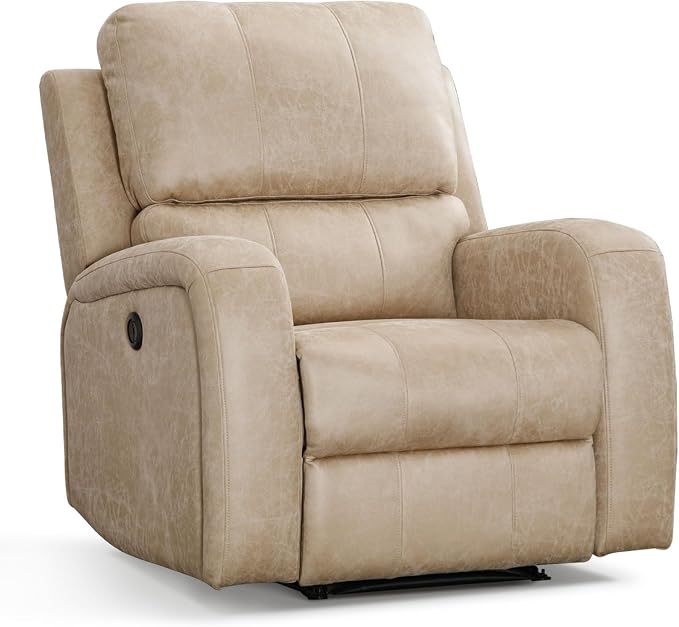 HAOMARKETS Electric Recliner Chair, Soft PU Leather Power Recliners with Padded Backrest, Single Overstuffed Heavy Duty Reclining Sofa for Living Room Bedroom, Beige