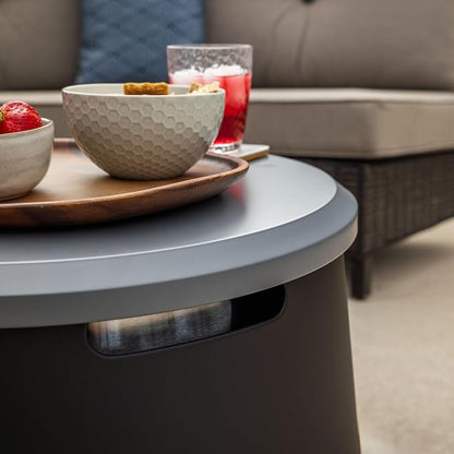 TIKI Social & Huddle Tabletop Fire Pit Cover - 21" Durable Powder Coated Steel Lid - Weather-Resistant Outdoor Fire Pit Protection - Converts Fire Pit into Table - Patio & Backyard Accessory, Gray