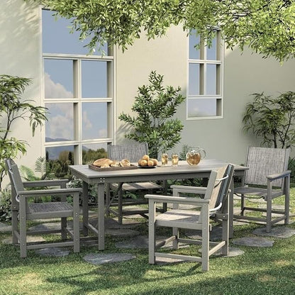 UDPATIO HDPE Outdoor Table and Chairs for 4, Heavy Duty Extra-Wide Outdoor Dining Sets, 360 lb Load Capacity, Easy to Assembly, All-Weather Patio Furniture for Pool, Garden, Backyard, Kitchen
