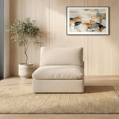 Modular Sectional Sofa,Extra Comfty Deep-Seat-Filled Couch,Khaki Modern Couches for Living Room,Apartment,Office,Small Space