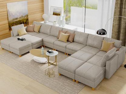 EASE MOOSE Modular Sectional Sofa Sleeper Couch with Storage, Faux Leather Sectional Large Moduar Sleeper Sofa Sectional Sofa Bed Modular Couch for Living Room