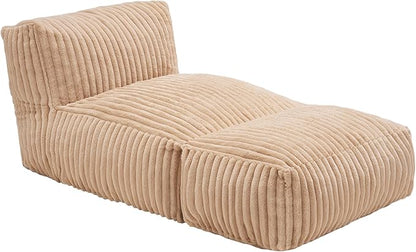 Hobestluk Giant Memory Foam Bean Bag Chairs Sofa for Adults (Khaki,Large) | Soft Fabric,Ergonomic Back Support,Lightweight,Easy Clean,No Assembly,Wear-resisting,For Livingroom Guest room,Well-looking