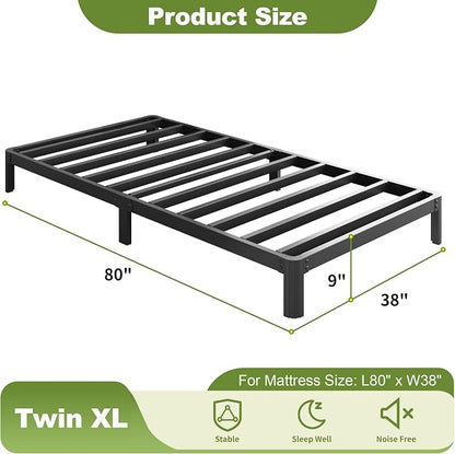 Yicensen 9 Inch Twin XL Bed Frames with Rounded Corner Legs, Heavy Duty XL Twin Metal Platform Bed Frame No Box Spring Needed, Easy Assembly, Noise Free, Black