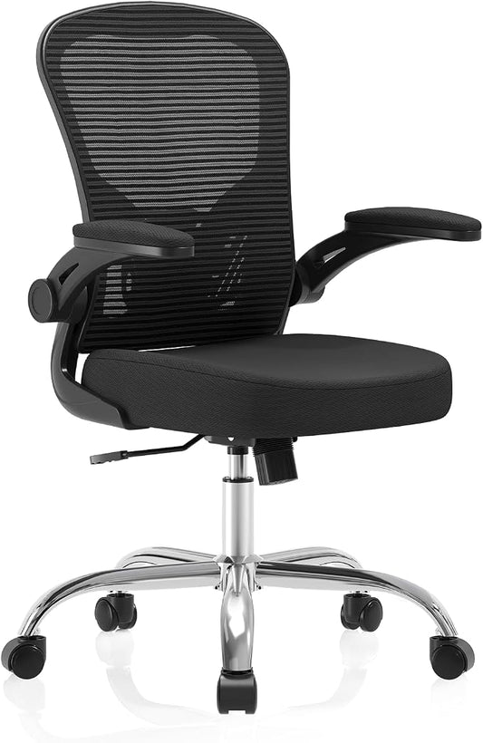 Office Chair, Ergonomic Desk Chairs 330LBS Capacity High Back Mesh Computer Chair with Flip-up Armrests, Comfy Work Chair with Adjustable Lumbar Support, Rolling Chair