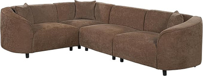 Merax 104" L-Shaped Curved Sofa, Comfy Upholstered Sectional Couch with Extra Deep Seats, Boucle Sofa for Living Room Apartment Office, Brown