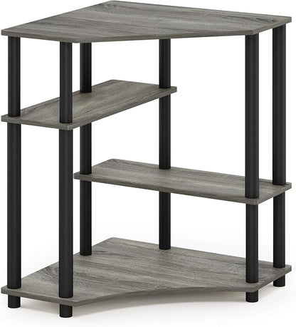 Furinno TURN-N-TUBE Desk, Gaming Desk with Shelves, Corner Computer Desk with Shelves, Office Desk, Space Saving, For Home Office, Bedroom, French Oak