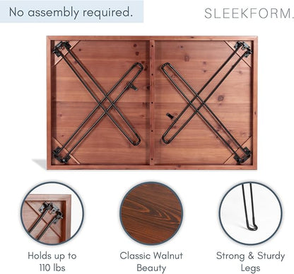 Sleekform Wooden Folding Dining Table for 4 - with Collapsible Hairpin Legs - 4 ft Portable Small Foldable Dining Room Table for Farmhouse Kitchen and Small Spaces - Walnut
