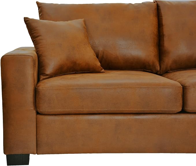 Ball & Cast 69" Loveseat Sofa, Modern Love Seat Couches for Living Room, Upholstered 2 Seater Small Couch with 2 Throw Pillows for Bedroom,Apartment,Office,Easy Assembly,Light Brown