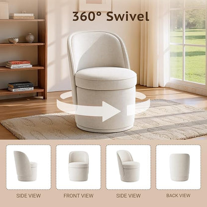MALOL 360° Swivel Accent Chair- Comfy Living Room Armchair No-Sag Foam & Sturdy Metal Base, Fully Assembled Swivel Accent Single Sofa for Bedroom, Office, Beige