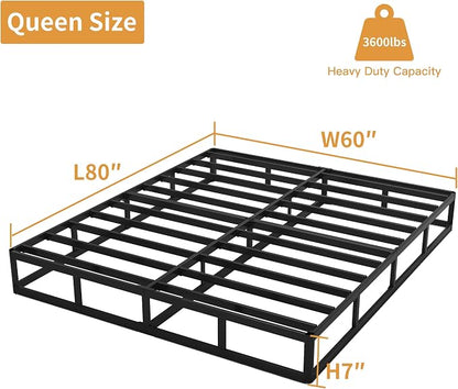 OSASET Queen Box Spring, 7 Inch Box Spring for Queen Bed, 3000 lbs Heavy Duty Metal Frame Mattress Foundation with Fabric Cover, Easy Assembly-Noise Free
