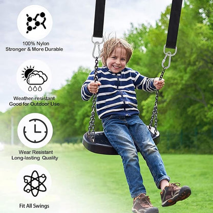 Tree Swing Straps Hanging Kit (Set of 2), 3FT/8FT/10FT/20FT/30FT Tree Swing Straps Holds 2500 lbs with Tree Protector, Safety Lock Carabiner and Swivel Perfect for Swings & Hammocks(3 FT)