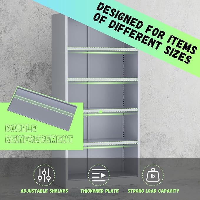 Bonusall 72" Metal Garage Storage Cabinet, 2 Locking Doors & 4 Adjustable Shelves Tall Storage, Heavy Duty Steel Tool Cabinet for Home
