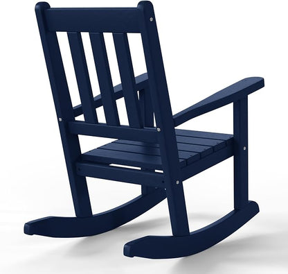 Costaelm Paradise Kids Outdoor Preschool HDPE Plastic Rocking Chair (Set of 2), Navy Blue