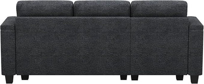 Belffin Small Corner Modular Sectional Couches for Living Room U Shaped Couch with Cup Holder Dark Grey Couch
