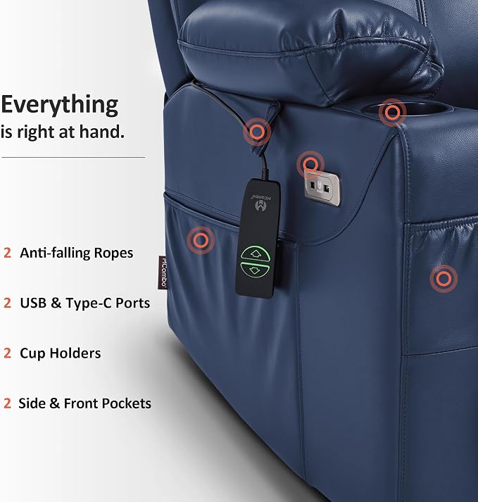 MCombo Power Lift Recliner Chair for Elderly R7042(Blue, Small-Wide)