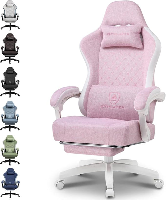 GTPLAYER Gaming Chair, Computer Office Chair with Pocket Spring Cushion, Linkage Armrests and Footrest, High Back Ergonomic Computer Chair with Lumbar Support Task Chair with Footrest