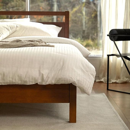 LIFEMENT Signature Wood Platform Bed Frame with Headboard, Essential, Noise Free, Under Bed Storage, No Box Spring Needed, Easy Assembly (Cherry, Full)