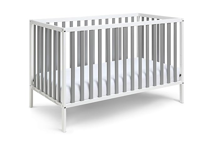 Baby Cache Deux Remi Island 3-in-1 Convertible Baby Crib (Do Re Me) White & Gray
