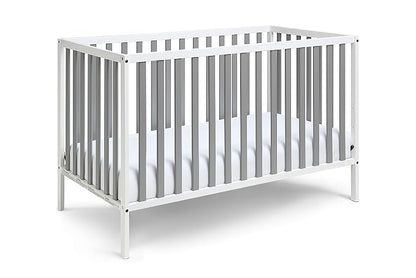 Baby Cache Deux Remi Island 3-in-1 Convertible Baby Crib (Do Re Me) White & Gray